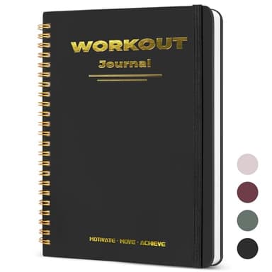 Guirnd Undated Fitness Workout Journal for Men & Women, A5(8.5" x 6.7") Fitness Journal Workout Planner, Workout Log Book Planner for Tracking, Motivating, and Achieving Your Fitness Goals - Black