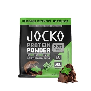 Jocko Fuel Mölk Whey Protein Powder 22g Low Sugar Monk Fruit Blend - Muscle Recovery & Growth, Packaging May Vary (26 Servings, Mint Chocolate)