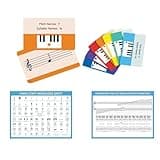 Basic Piano Theory Posters Set, 54 Double-Sided Piano Note Flash Cards and Piano Music Theory Poster, for Music Education and Beginners