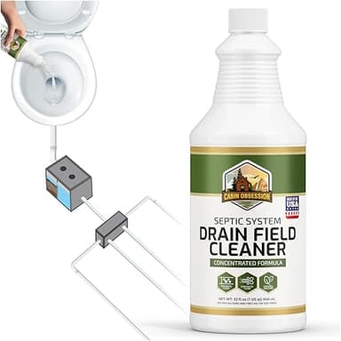 Septic System Drain Field Cleaner (32 oz) - Professional Strength Concentrated Shock Septic Treatment to Open Clogs in the Septic Leach and Drain Field - Prevent Backups and Overflows