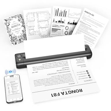 Rongta Portable Printers Wireless for Travel, Bluetooth Mobile Printer, Thermal Inkless Printer for School/Office/Home Use, Compatible with Android,iOS & Laptop (Gray)