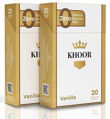 KHOOR Herbal Cigarettes, Vanilla, 2 Packs (40 Sticks)