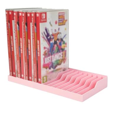 Nintendo Switch Game Holder Case Organizer - 16 Game Case Storage Stand, Eco-ABS Plastic Desktop Rack, Space-Saving Nintendo Switch Game Case Holder/Organizer (pink)