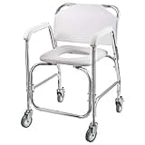 DMI 3-1 Rolling Shower Chair, Rolling Bathroom Wheelchair for Handicapped, Elderly, Injured or Disabled, & Commode, Rolling Shower Chair, 24" x 22" x 34", 250 lb Weight Capacity, White