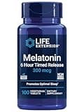 Life Extension Melatonin 6 Hour Timed Release, 300 mcg, Extended-Release Formula for Gentle Sleep Support, Healthy circadian Rhythms, Cellular Defense, Gluten-Free, Non-GMO, Vegetarian, 100 Tablets