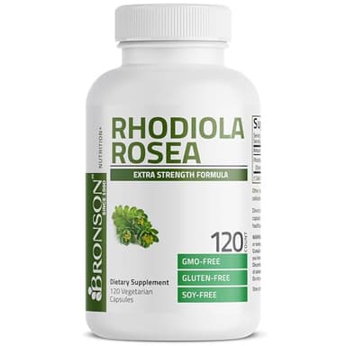 Bronson Rhodiola Rosea Vegetarian Capsules - Adaptogenic Herb - Brain, Stress & Mood Support - Non-GMO, 120 Count