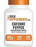 BulkSupplements.com Cayenne Pepper Capsules - Cayenne Pepper 40000 HU, Capsaicin Supplements, Cayenne Pepper Supplements - Gluten Free, 1 Capsule per Serving, 240 Veg Capsules (Pack of 1)