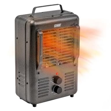 EZ-HEAT 1,500-Watt Portable Milkhouse Style Utility Space Heater with Adjustable Thermostat, Overheat Protection, and Safety Tip-Over Switch, Speckled Gloss, MTFH-01C