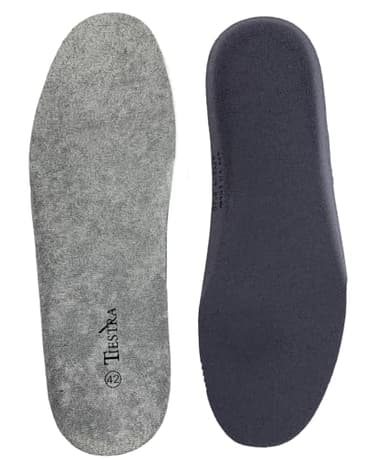 TIESTRA Cotton Terry Cloth Sockless Shoe Inserts - Breathable & Moisture-Wicking Foot Cushions | Shock Absorbing Thick Memory Foam Insoles for Barefoot Comfort| Washable Grey Men EU43/US 10