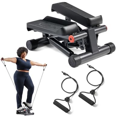 Sunny Health & Fitness Mini Steppers for Exercise at Home, Stair Step Workout Machine with Optional Resistance Bands, Full Body Cardio Equipment, Optional Free SunnyFit App Connection Smart Stepper