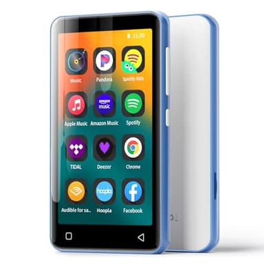 MP3 Player with Bluetooth and WiFi,MP3 Player with Spotify,Spotify Kids,Audible,Pandora,Amazon Music,4" Music Player MP4 Up to 1TB(80GB,Blue_White)