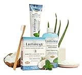 Lumineux Teeth Whitening Kit Peroxide Free Enamel Safe for Whiter Teeth Includes 7 Whitening Treatments, 1 Mouthwash, 1 Toothpaste & 1 Bamboo Toothbrush, Dentist Formulated