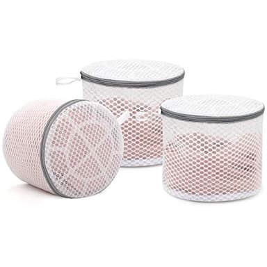 Muchfun 3Pcs Bra Wash Bags, Honeycomb Mesh Laundry Bags for Delicates, Lingerie, Intimates and Underwear 7 x 7 x 6 Inches