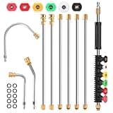 Gutter Cleaning Tools From the Ground, 10 Pack 9 FT Pressure Washer Extension Wand, Power Washer Lance With 6 Pressure Washer Spray Nozzle Tips, 30°, 90°, 120° Gutter Cleaner Curved Rod, 4000 PSI