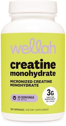 Wellah Creatine Monohydrate Capsules (3000 mg) 120 Capsules - Micronized Creatine, 30 Servings