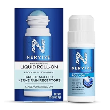 Nervive Pain Relieving Roll On, Lidocaine Roll On, Nervive Pain Relief, Lidocaine Topical, Foot Pain, Leg Pain, Hand Pain, Max Strength Formula, 2.5oz