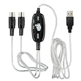 EMSTAR USB MIDI Cable-Upgrade Professional MIDI to USB in-Out Cable Adapter Converter Connect Piano Keyboard to PC/Laptop for Editing&Recording (6.5FT) (Silver)