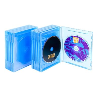 BOATISLE Double 2-Disc Blu-Ray Cases, Blu-ray/DVD/CD Multi Case 2 Tray 10mm Replacement Box, Discs Holder Blue Transparent with Outer Clear Sleeve (10 Pack)