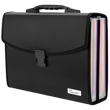Uquelic 26 Pockets Expanding File Folder - Accordion Savor Document Organizer Folio Upgraded Durable Buckle, Base with Ergonomic Portable Handle/Large Legal Size Expandable File Organizer