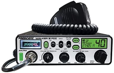 President Walker III FCC AM/FM 40 Channels CB Radio, 7color LCD Display, Weather Channel/Alert, ASC, VOX, Scan Skip, USB Port, Automatic SWR, RF & Mic Gain, ANL/NB, Dimmer, Key/Roger Beep