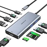 USB C Hub Multiport Adapter for MacBook Pro/Air, 9 in 1 USB C Dongle Dock Mac HDMI Adapter Compatible for iPad Pro,iMac,Dell XPS,Thinkpad(4K@60Hz HDMI,SD/TF Card Reader,100W PD, 5 USB Ports)