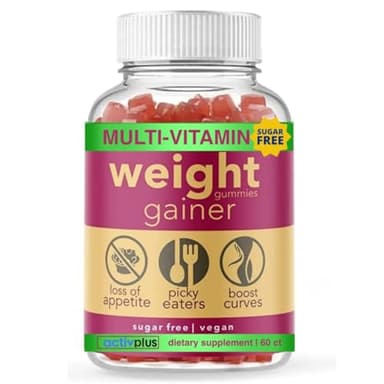 ACTIV PLUS Gainer for Women | 10 clinically Studied Ingredients | Plant Based Vegan Strawberry Flavor | Packaging May Vary | Sugar Free 60 Gummies