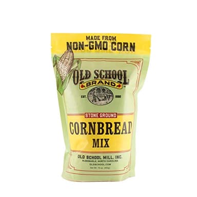 Old School Brand Cornbread Mix (Non-GMO) - 16 Ounce Bag - A great accompaniment to fish, chili, BBQ, chicken and other holiday meals!