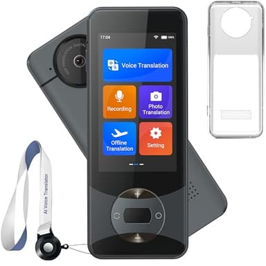 ANFIER W10 AI Translation Device, Real Time Language Translator No WiFi Needed, Voice Instant Two-Way Translator in 144 Languages & Accents, Offline/Photo/Text Translation for Business Travel (Grey)