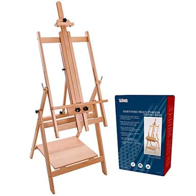 U.S. Art Supply Large Adjustable H-Frame Multi-Purpose Studio Artist Easel - 88" High, Holds 59" Canvas - Sturdy Wooden Floor Painting Holder, Display Stand, Designed as Painting Easel for Adults