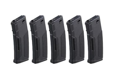 Lancer Tactical Advanced Polymer M4 Airsoft Magazine 140RD Mid Cap - 5 Pack
