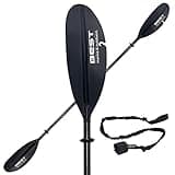 Best Marine and Outdoors Kayak Fishing Paddle, Adjustable 250cm Carbon Fiber Angler Oar with ABS Blades, 34oz Lightweight, 2 Piece Kayaking Accessories with 5ft Leash