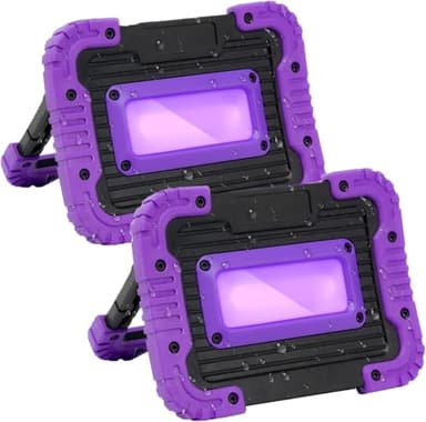 Rechargeable Black Light, Battery Powered Blacklight, Cordless 395nm Ultraviolet Flood Light for Neon Glow Party,Halloween,Body Paint,2 Packs