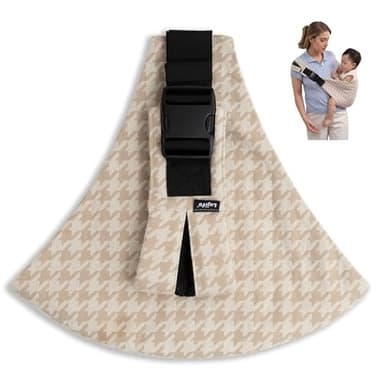 Lujifo Baby Sling Carrier for Toddler, Houndstooth Baby Carrier Sling, Premium Cotton Linen Adjustable in Both Front and Back Shoulder Strap, Portable and Lightweight Toddler Carrier