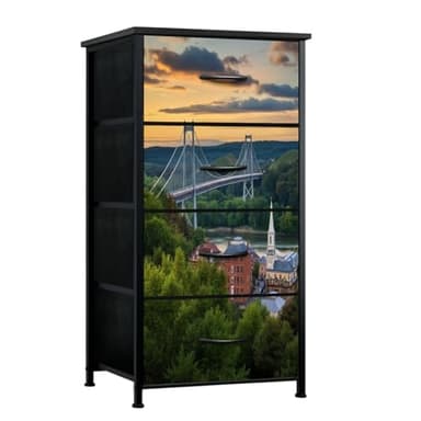 Dresser for Bedroom Hudson Valley NY Walkway Hudson Dresser for Closet with 4 Fabric Storage Drawers, Chest of Drawers for Closet Living Room Nusery Hallway