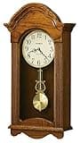 Howard Miller Cambria Wall Clock II 549-518 – Legacy Oak Finish Wood Frame, Vintage Home Decor, Brushed Brass Finished Pendulum, Quartz, Single-Chime Movement