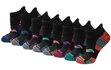 Saucony Women's RunDry Performance 8, 16 Pairs Heel Tab Athletic Socks, S-L, Assorted Darks (8 Pairs), Medium