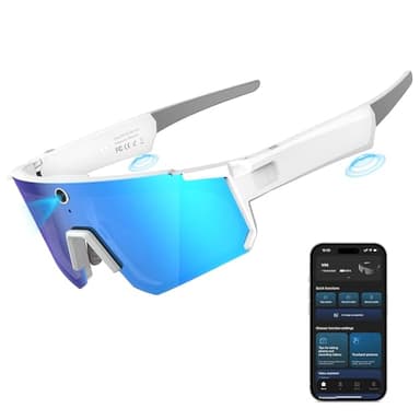 GLOSSIA AI Smart Glasses with Camera 4K, Video Recording Glasses with Camera, Polarized Sports Sunglasses with EIS Stabilization, Dual Mic Noise Canceling, IP66, ChatGPT Enabled