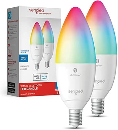 Sengled Alexa Light Bulb, Candelabra Light Bulbs Color Changing, Candelabra LED Light Bulbs 450 LM 45W Equivalent RGBW, E12 LED Bulb, Smart Bulbs That Work with Alexa Only, No Hub Request, 2 Pack