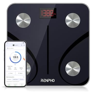 RENPHO Bluetooth Body Fat Scale, Digital Weight Scale Bathroom Smart Body Composition Analyzer Wireless BMI Compact Scale Health Monitor with Smartphone APP, 396 lbs