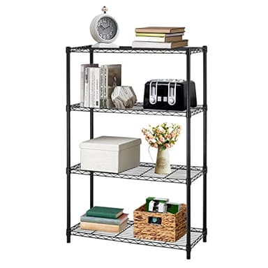 BestOffice Adjustable NSF-Certified Metal Shelf Wire Shelving Unit Storage for Small Places Restaurant Garage Pantry Kitchen Garage Rack (Black, 14" D x 36" W x 54" H)