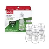 Diaper Genie Playtex Baby Nurser Bottle with Pre-Sterilized Disposable Drop-Ins Liners, Closer to Breastfeeding, 4 Ounce Bottles, 3 Count