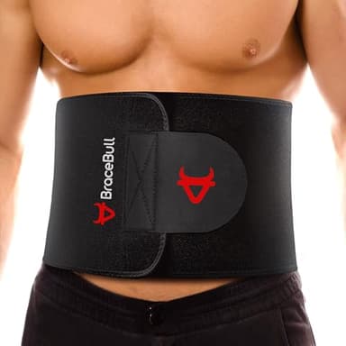BraceBull Waist Trimmer for Women and Men, Strong Core Waist Trainers for Women Belly Fat, Adjustable Sweat Band for Stomach Weight Loss for High-Intensity Training & Workouts Black