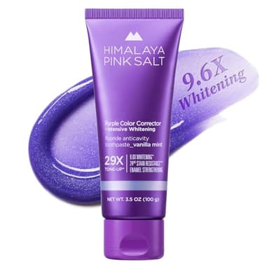 HIMALAYA PINKSALT Purple Whitening Toothpaste - Teeth Whitening, Deep Stain Remover with Fluoride, Plaque Remover, Appropriate for Sensitive Teeth, Peroxide Free - Vanilla Mint, 3.5 oz