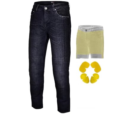 RIDERACT Men’s Motorcycle Riding Jeans Pants Kevlar Reinforced Protective Biker Motocross Riding Pant Adventure Trouser with CE Armor (US, Numeric, 44, Regular, Regular, Black)