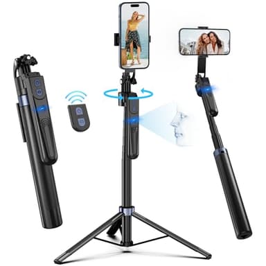 Auto Face Tracking Tripod 360 Rotation with Stand,Android and iPhone Tripod Holder with Remote and Gesture Control, No App,Built-in Tracking Camera Selfie Stick for Vlog Video Recording Tiktok