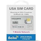 Prepaid SIM Card – USA $3/Month Pay As You Go Plan with USA Mobile Number, LTE/5G, T-Mobile Service, $0.10 per Text/Min, Global Roaming
