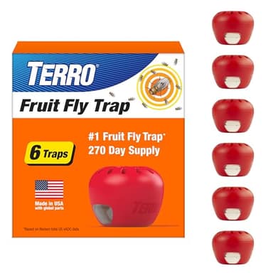 Terro Fruit Fly Traps for Indoors (6 Pack) + 270 Days of Lure Supply