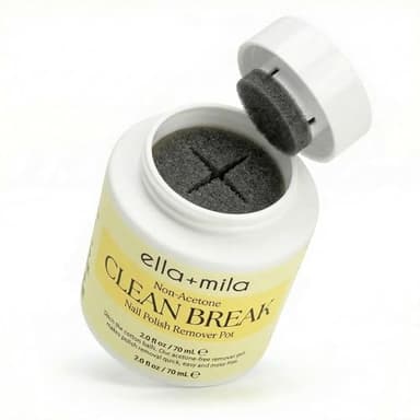 ella+mila Clean Break Non-Acetone Nail Polish Remover Pot - Acetone Free Gentle Polish Remover Dip Jar with Sponge for Fingers & Toes - Travel Size, Light Cotton Candy Scent (2 fl oz)
