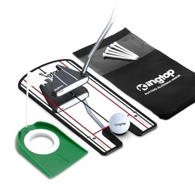 KINGTOP Classic Golf Putting Mirror with Practice Putting Cup - Alignment Training Aids for Consistency & Accuracy - with Carry Bag and Golf Tees, Ideal for Indoor | Outdoor
