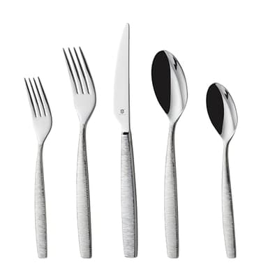 DANIALLI Engraved Silverware Set for 12 | 18/10 Stainless Steel Flatware with Mirror Finish and Engraved Handles | Heavy-Duty, Dishwasher Safe, Built to Last (60-Piece, Mezzano Engraved)